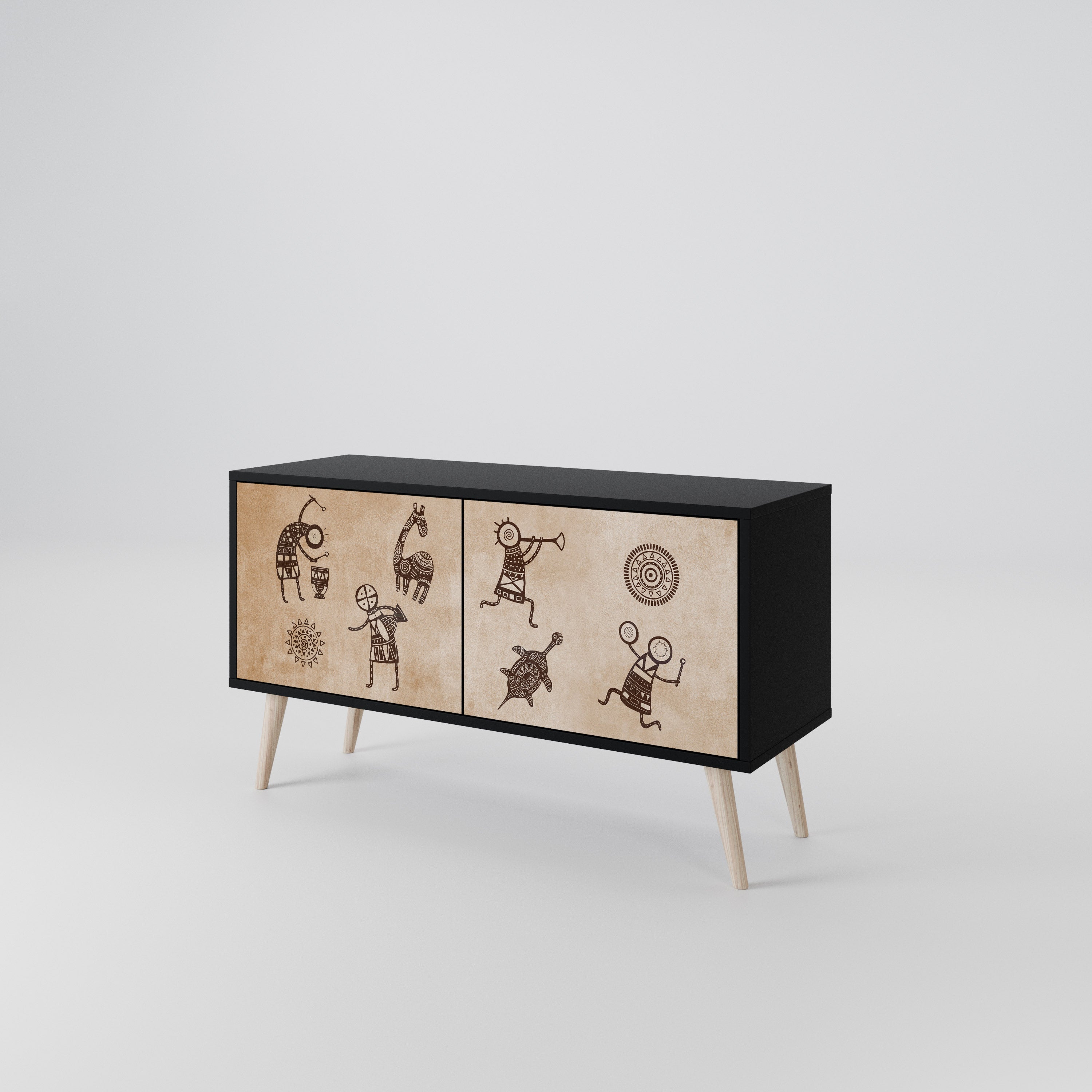 AFRICAN STYLE Compact 2-Door TV Cabinet