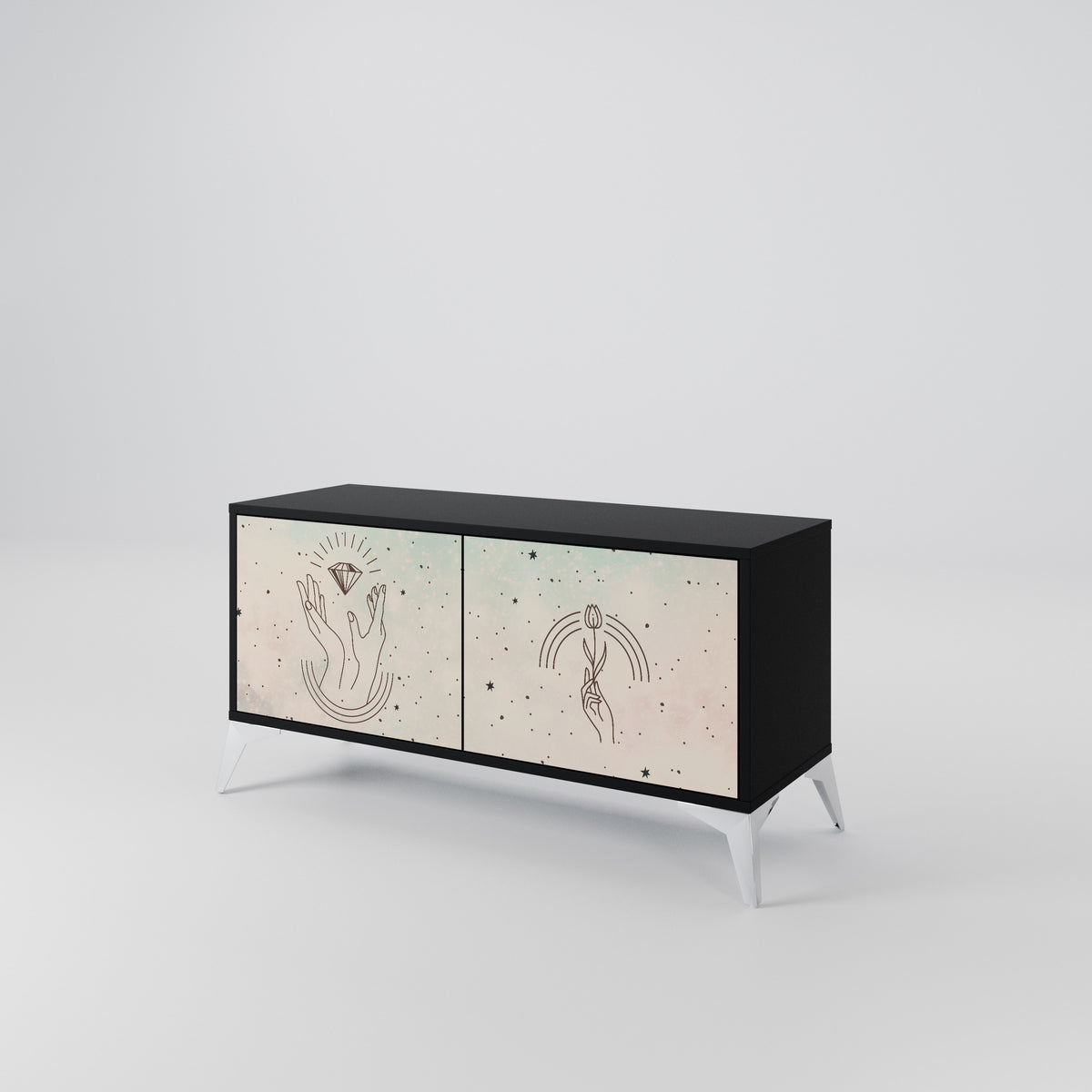 DELICATE BEAUTY Kompakt TV-bänk med 2 dörrar