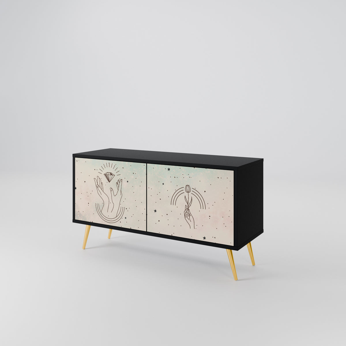 DELICATE BEAUTY Kompakt TV-bänk med 2 dörrar