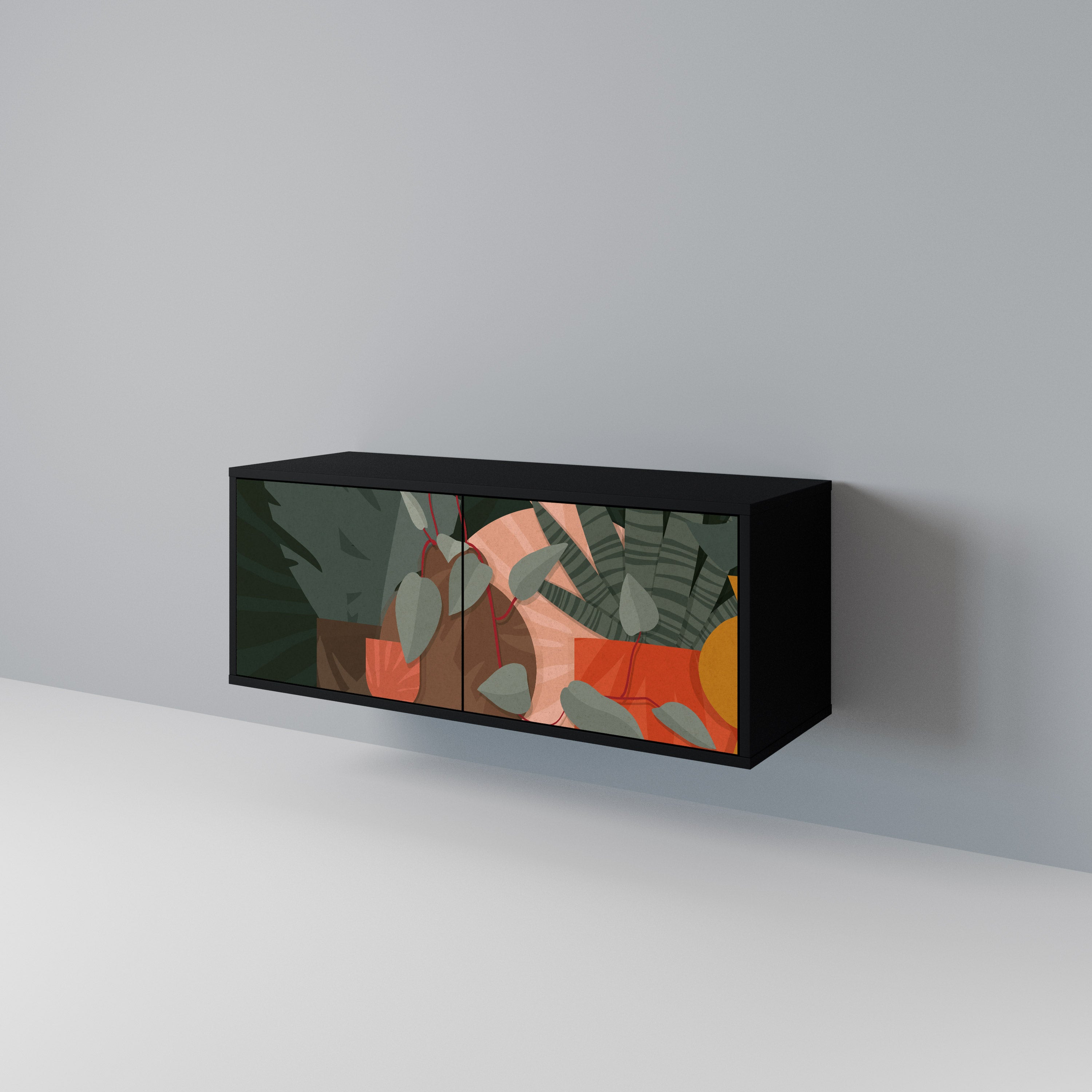 TROPICAL COMPOSITION Compact 2-Door TV Cabinet