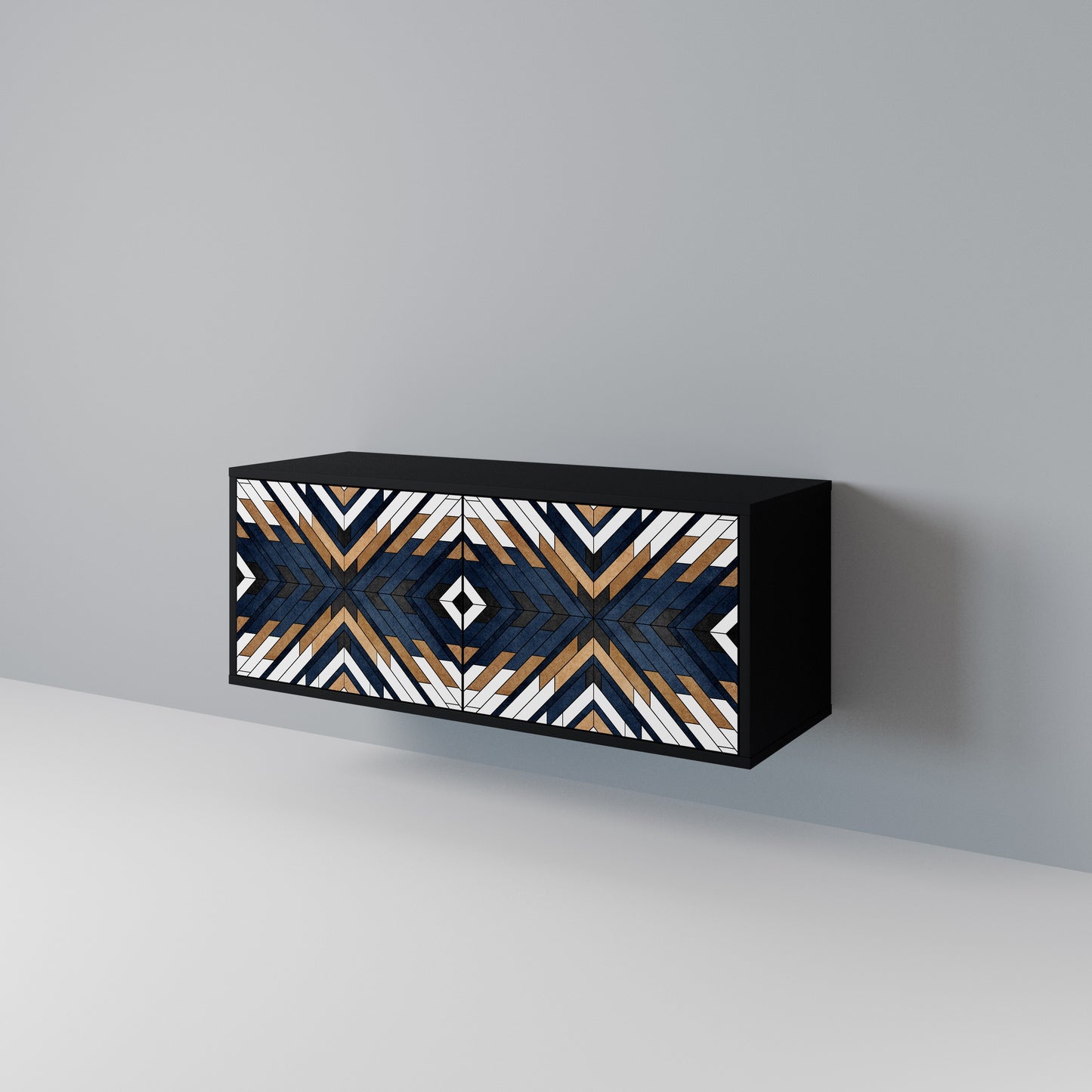 ARTFUL GEOMETRY Kompakt TV-bänk med 2 dörrar