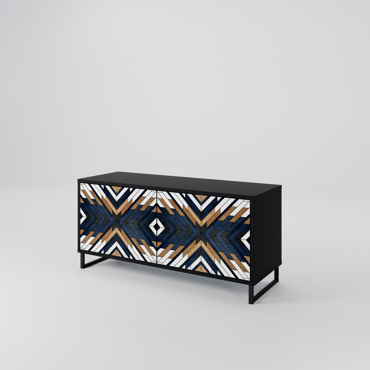 ARTFUL GEOMETRY Kompakt TV-bänk med 2 dörrar