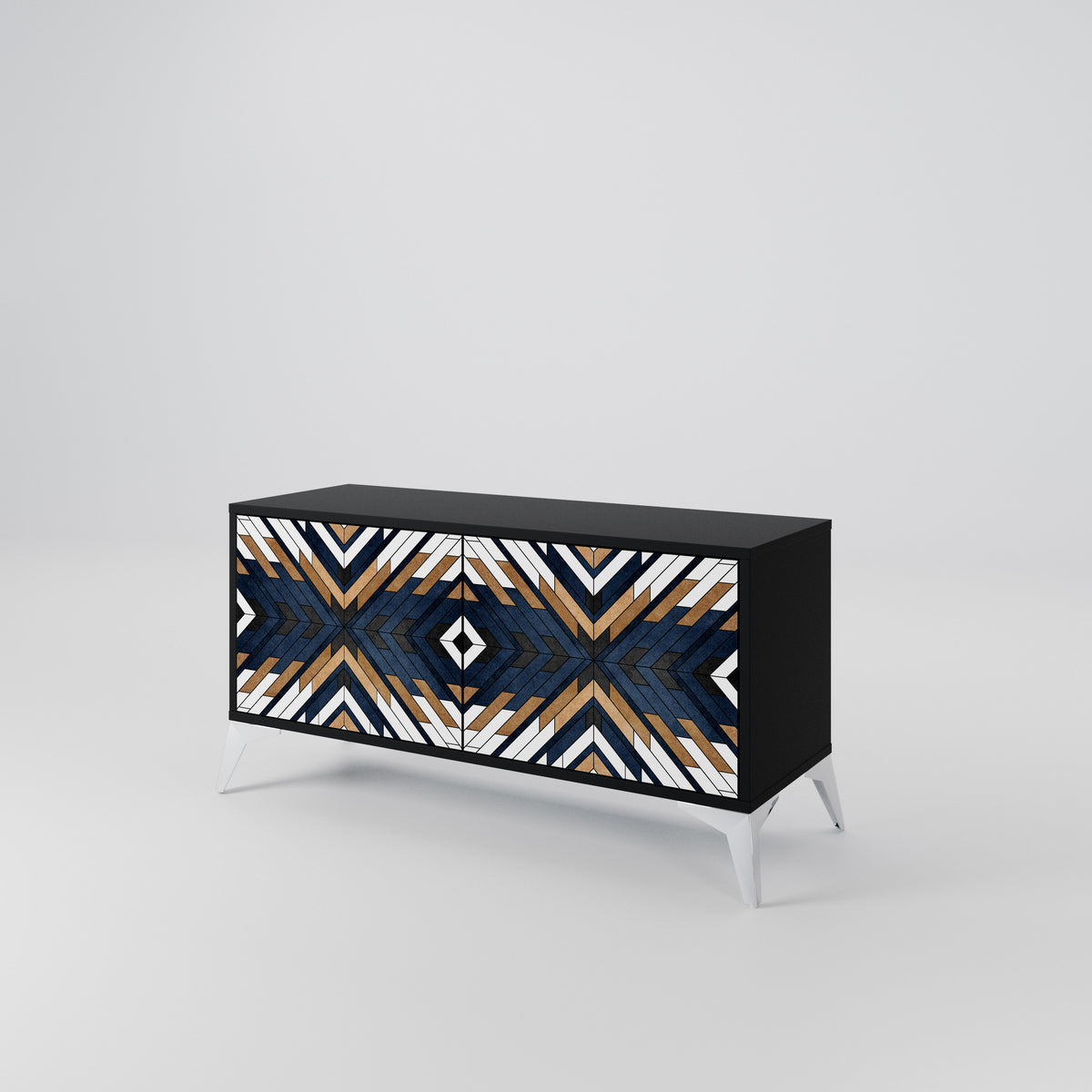 ARTFUL GEOMETRY Kompakt TV-bänk med 2 dörrar