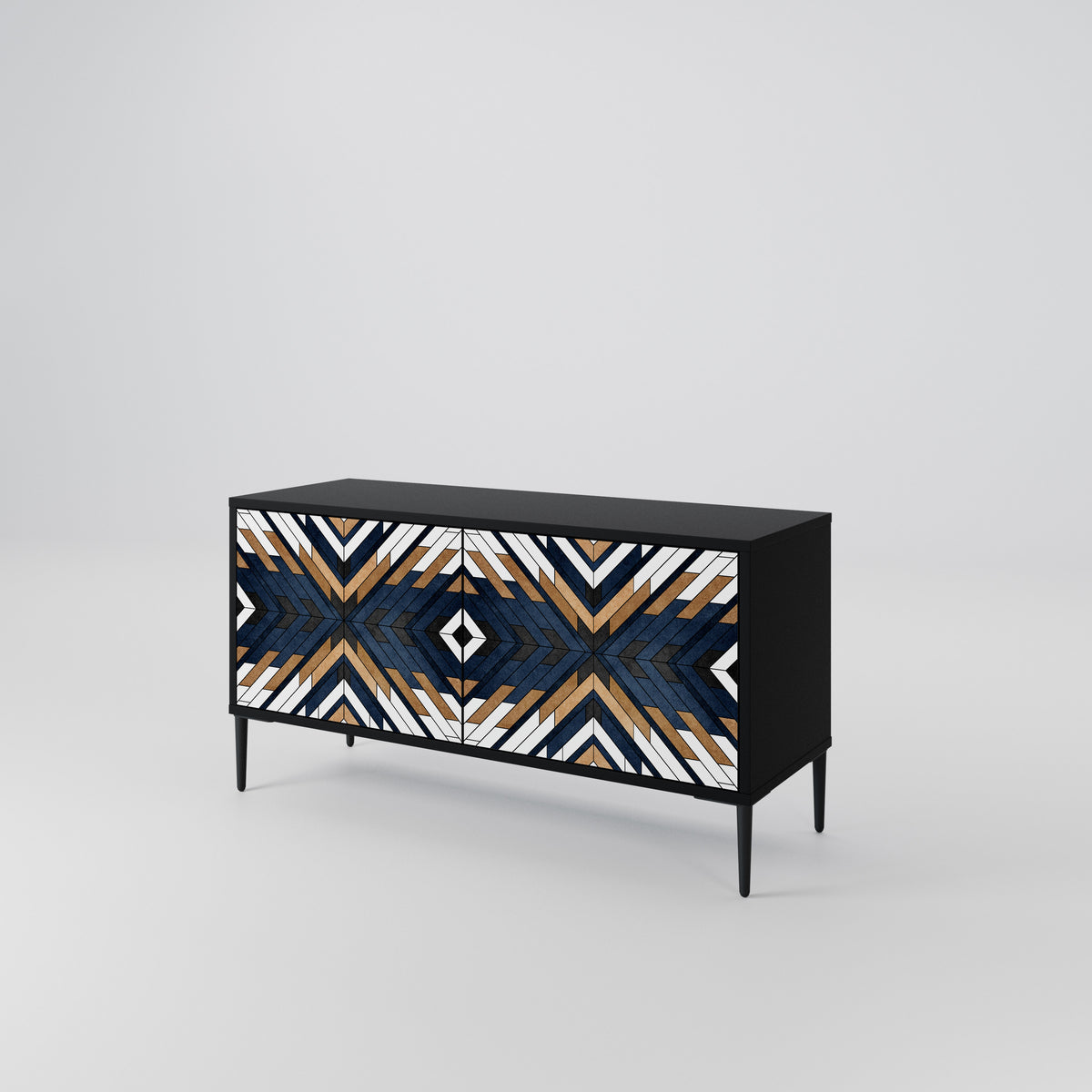 ARTFUL GEOMETRY Kompakt TV-bänk med 2 dörrar