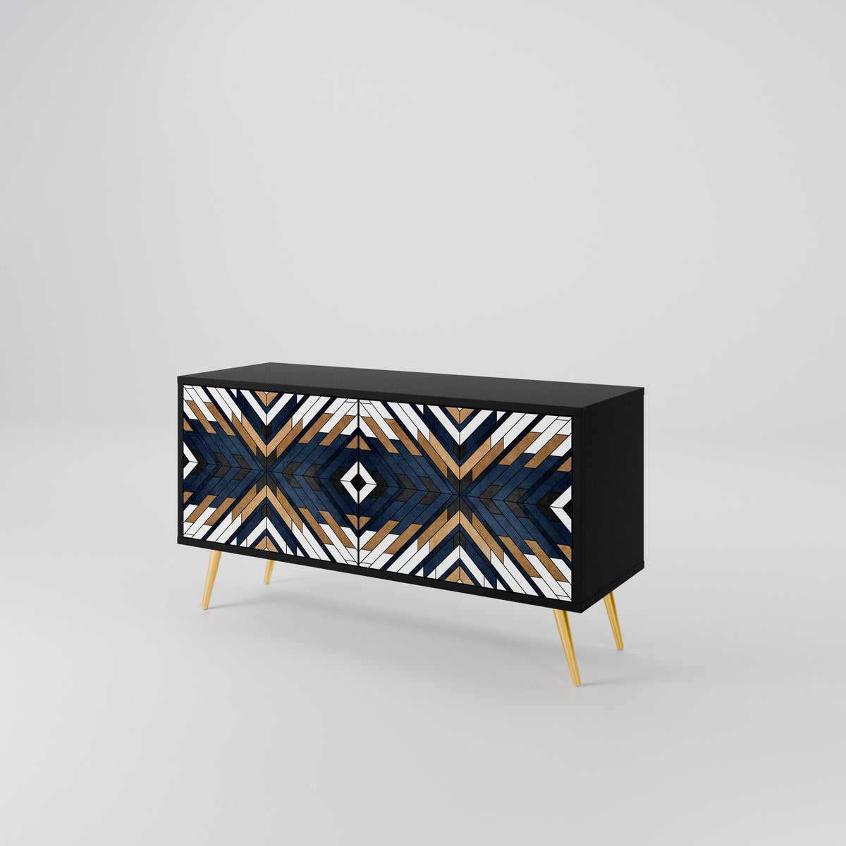 ARTFUL GEOMETRY Kompakt TV-bänk med 2 dörrar