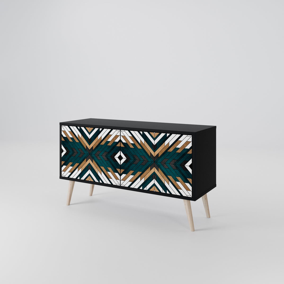 ARTISTIC GEOMETRY Kompakt TV-bänk med 2 dörrar