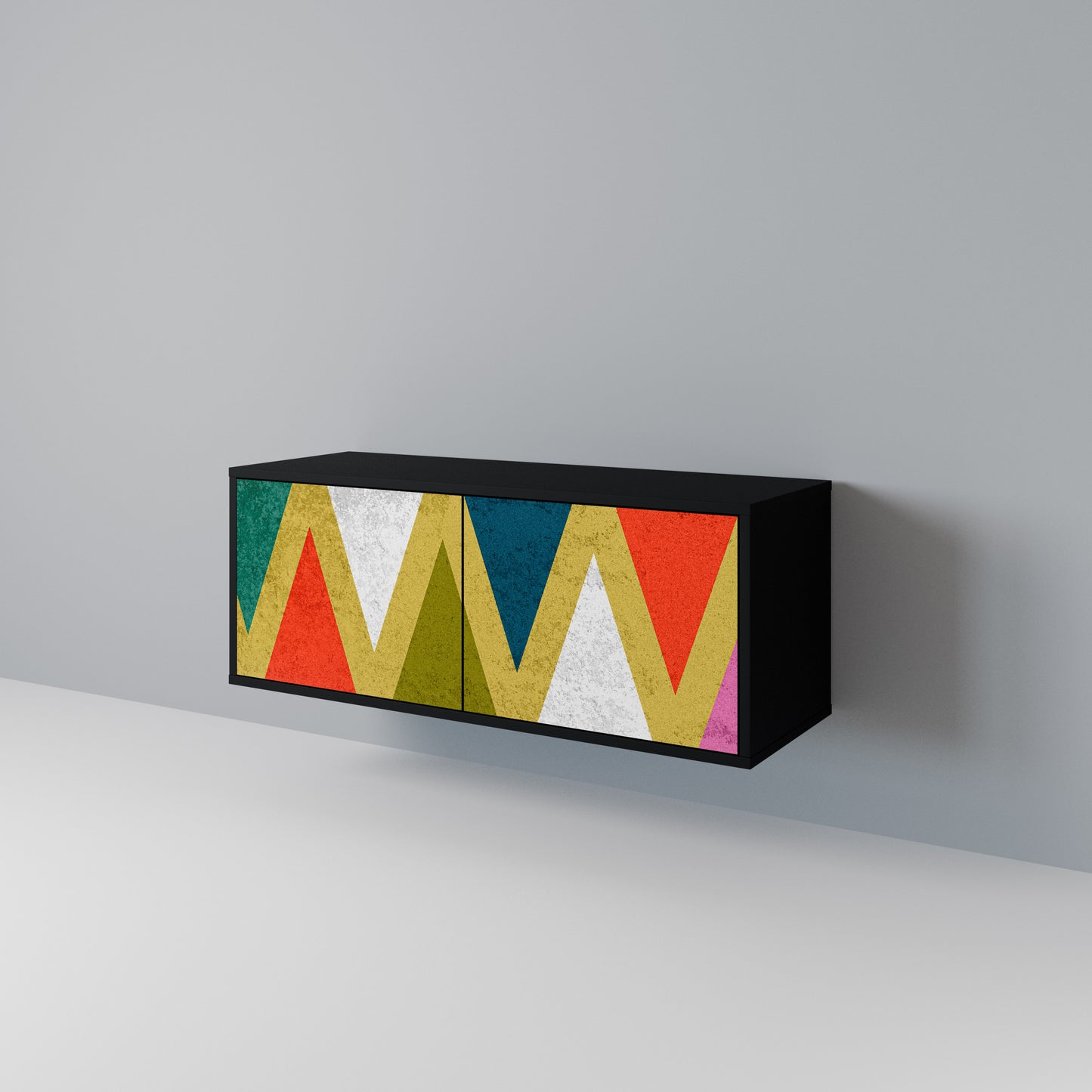 COLORFUL TRIANGLES Kompakt TV-bänk med 2 dörrar
