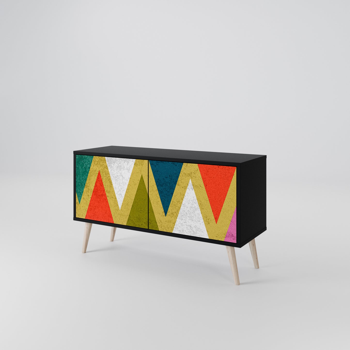 COLORFUL TRIANGLES Kompakt TV-bänk med 2 dörrar