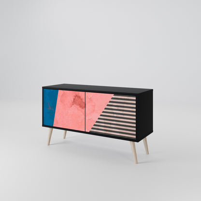 GLAMOROUS STRIPE Kompakt TV-bänk med 2 dörrar