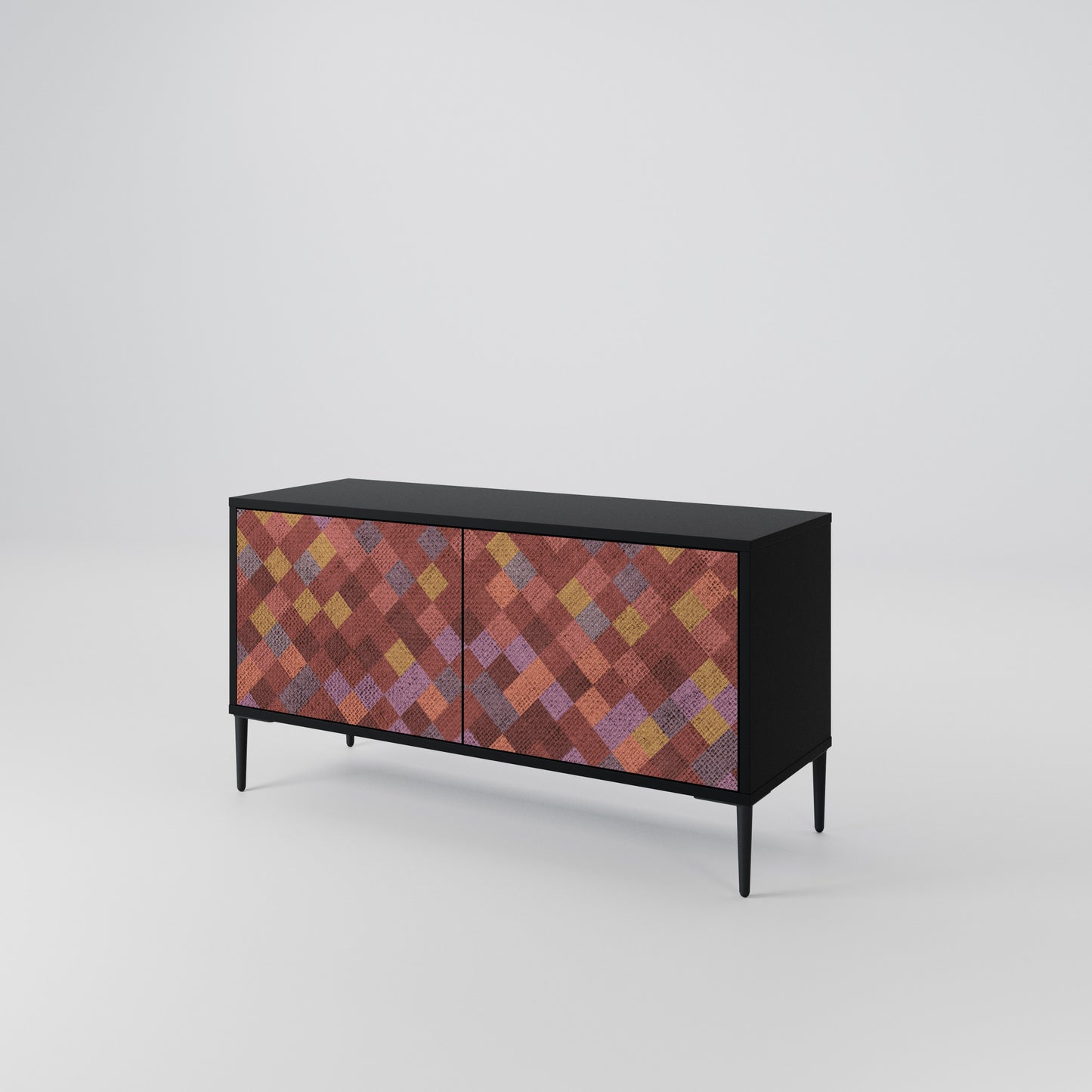 PAINTED SQUARES Kompakt TV-bänk med 2 dörrar