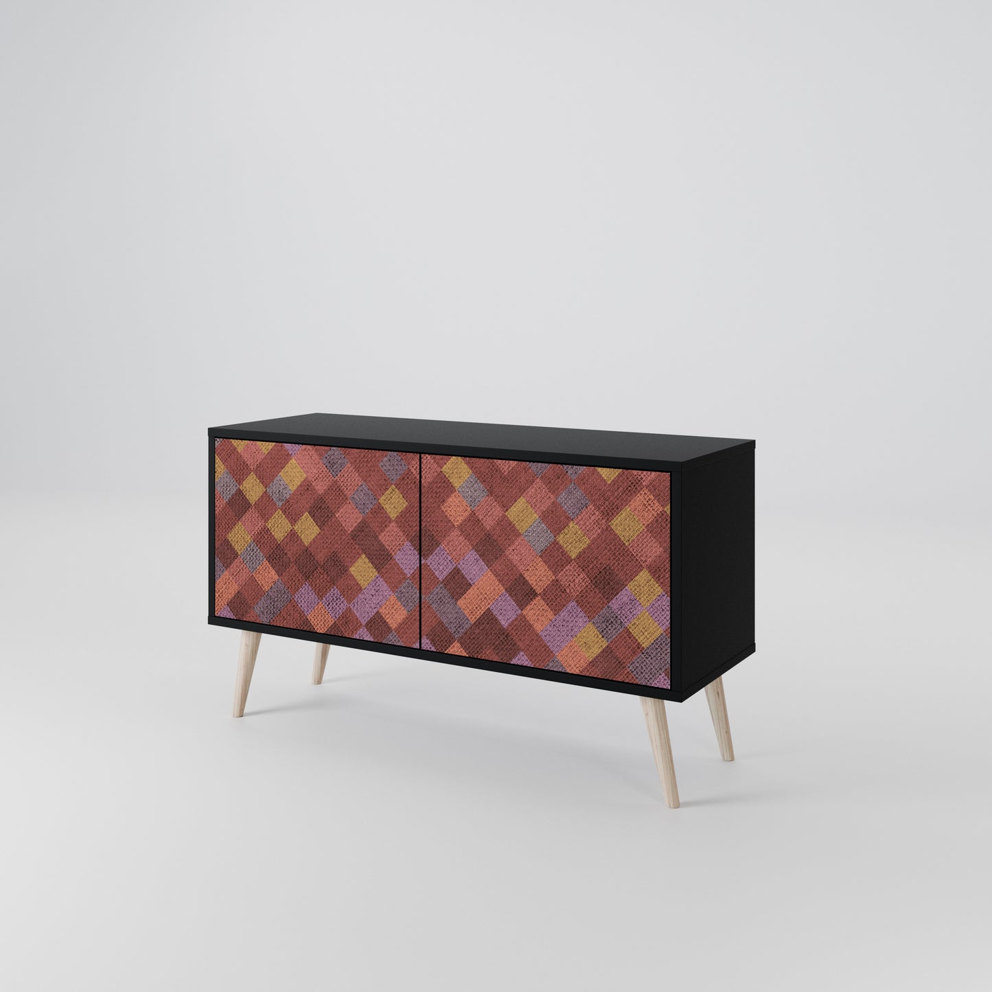 PAINTED SQUARES Kompakt TV-bänk med 2 dörrar