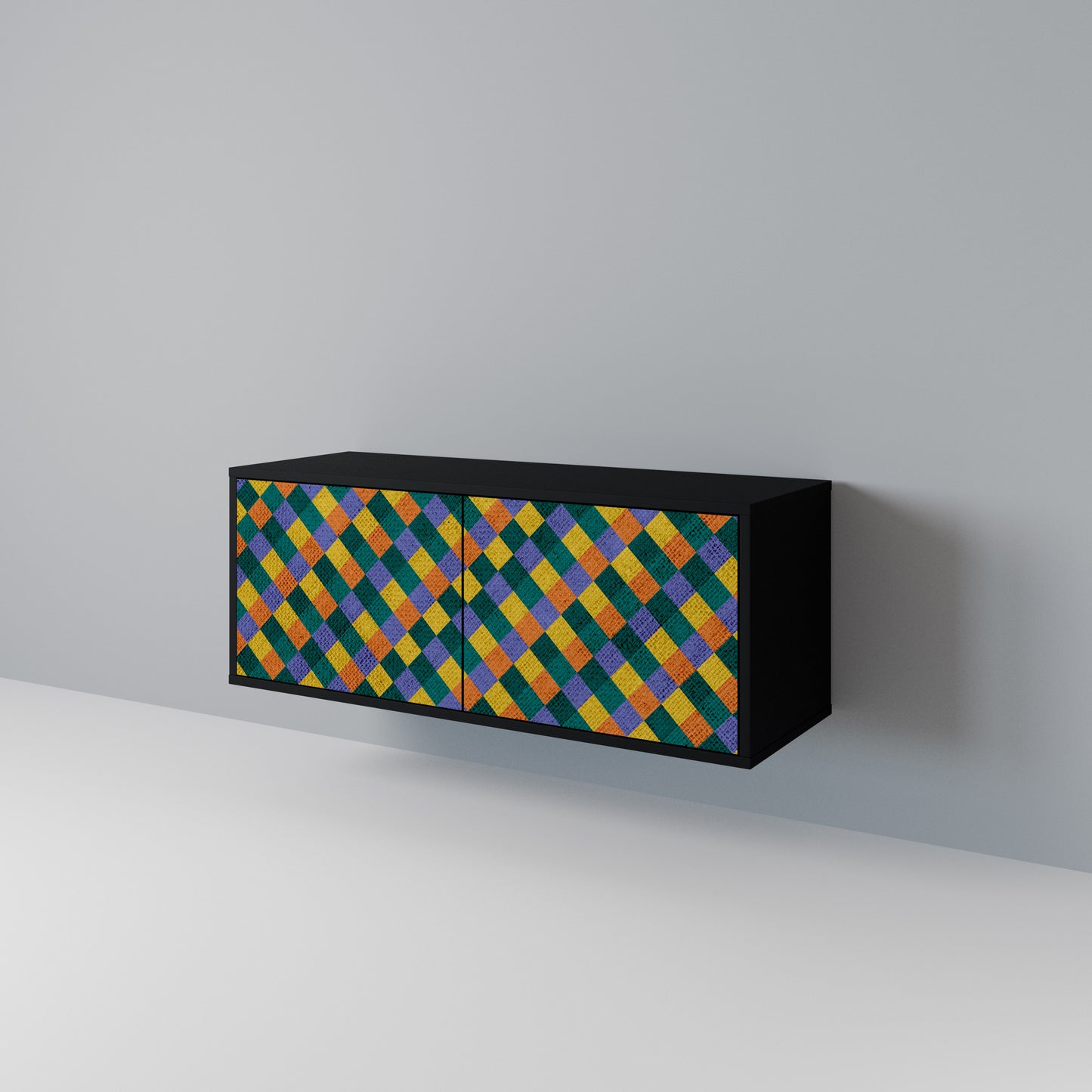 PAINTED SQUARES MIX Kompakt TV-bänk med 2 dörrar