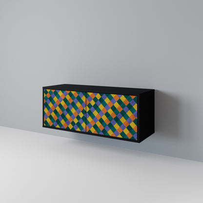PAINTED SQUARES MIX Kompakt TV-bänk med 2 dörrar