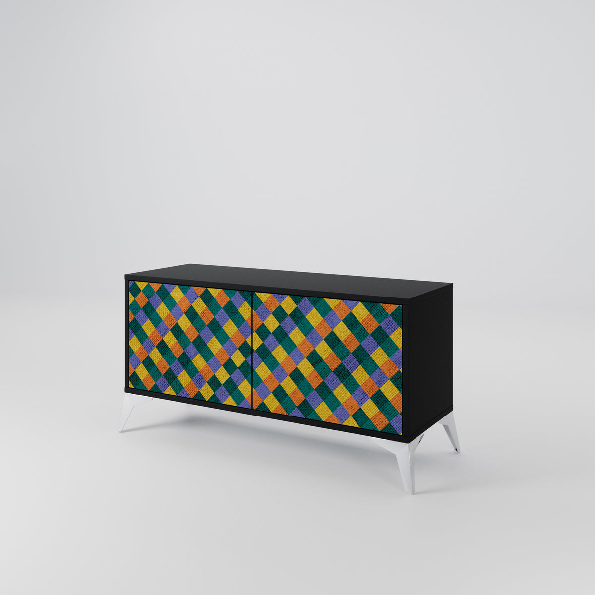 PAINTED SQUARES MIX Kompakt TV-bänk med 2 dörrar
