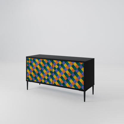 PAINTED SQUARES MIX Kompakt TV-bänk med 2 dörrar