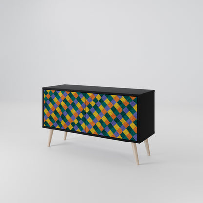PAINTED SQUARES MIX Kompakt TV-bänk med 2 dörrar
