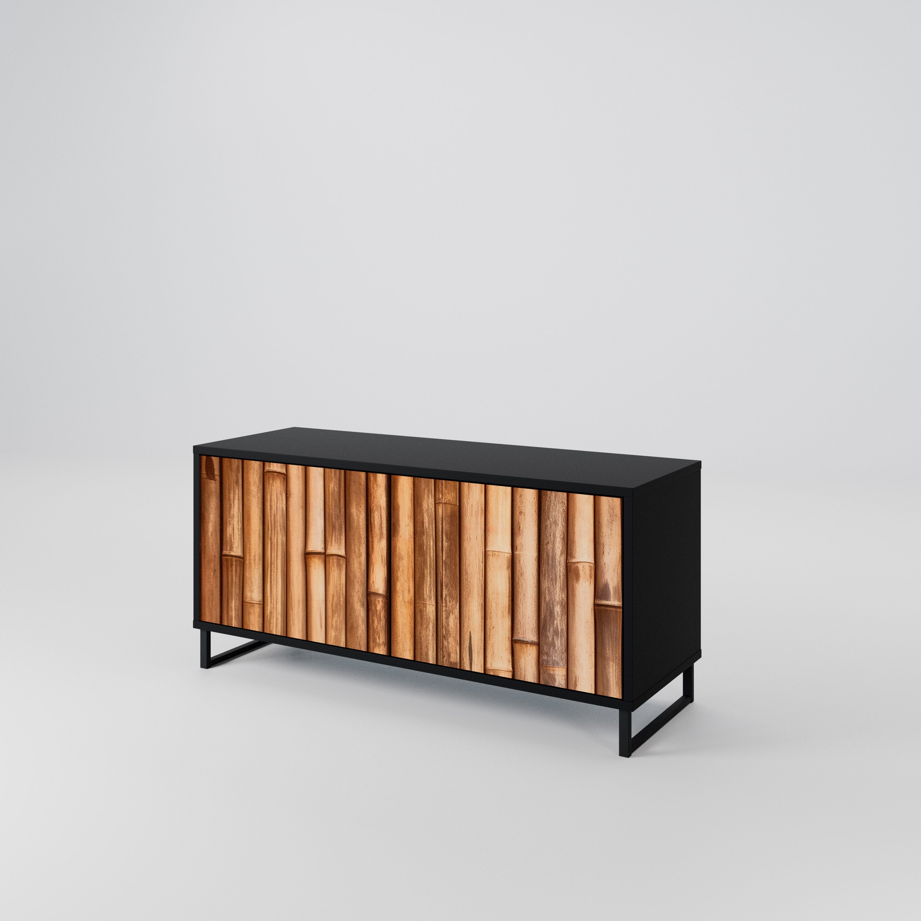 NATURAL WOOD Compact 2-Door TV Cabinet