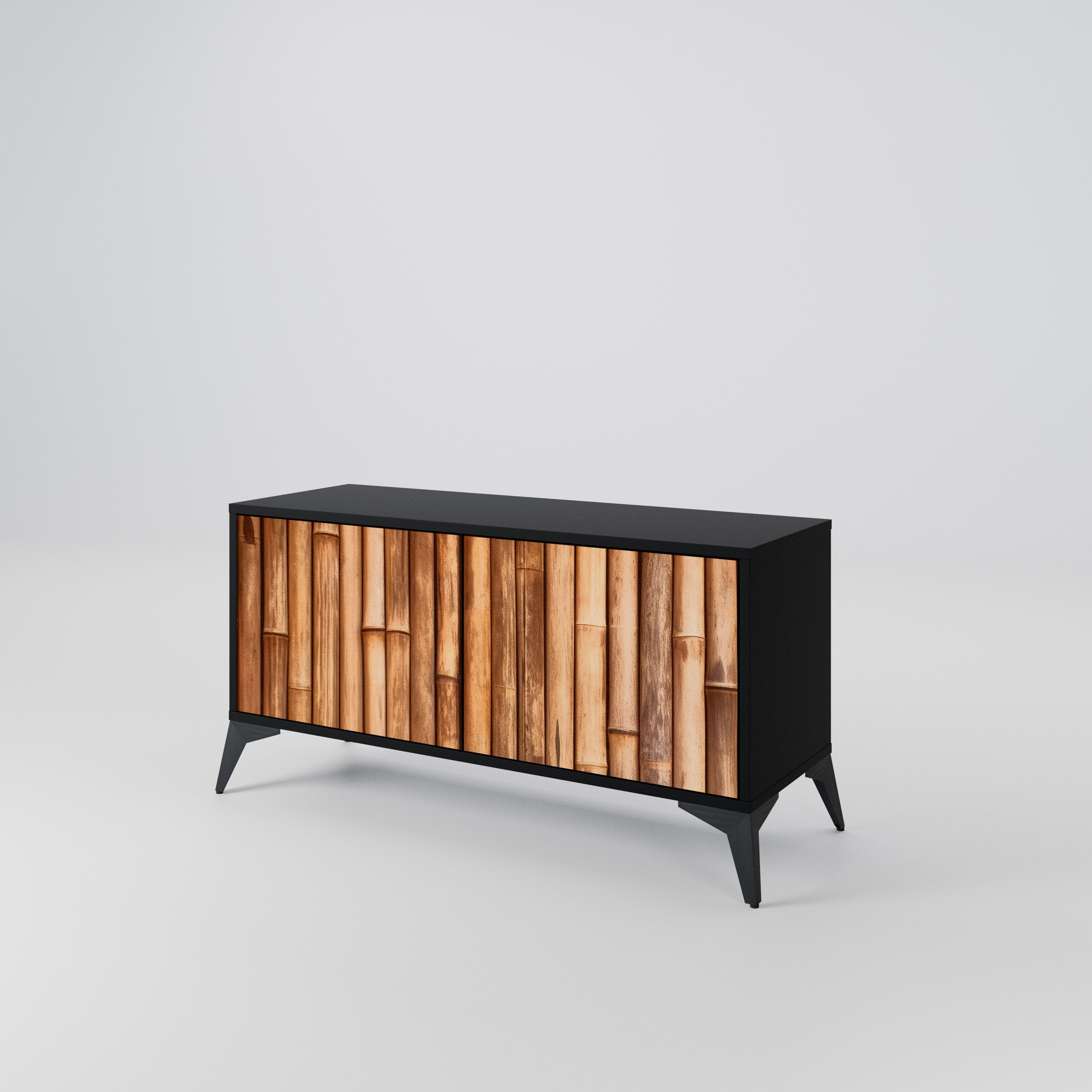 NATURAL WOOD Compact 2-Door TV Cabinet