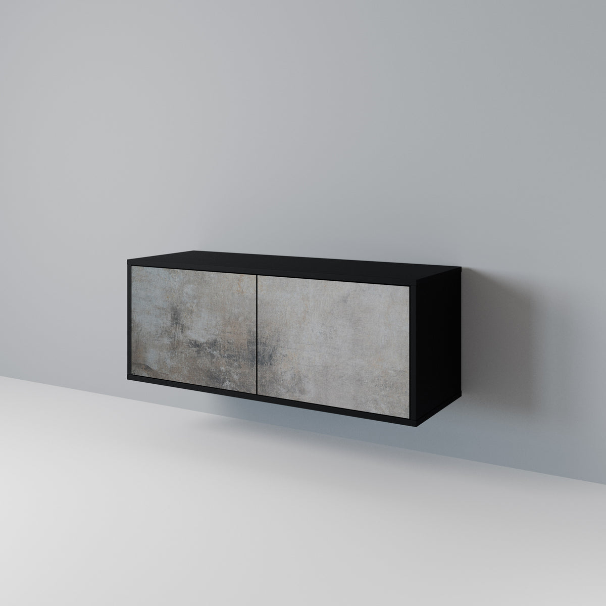 CONCRETE WALL Kompakt TV-bänk med 2 dörrar