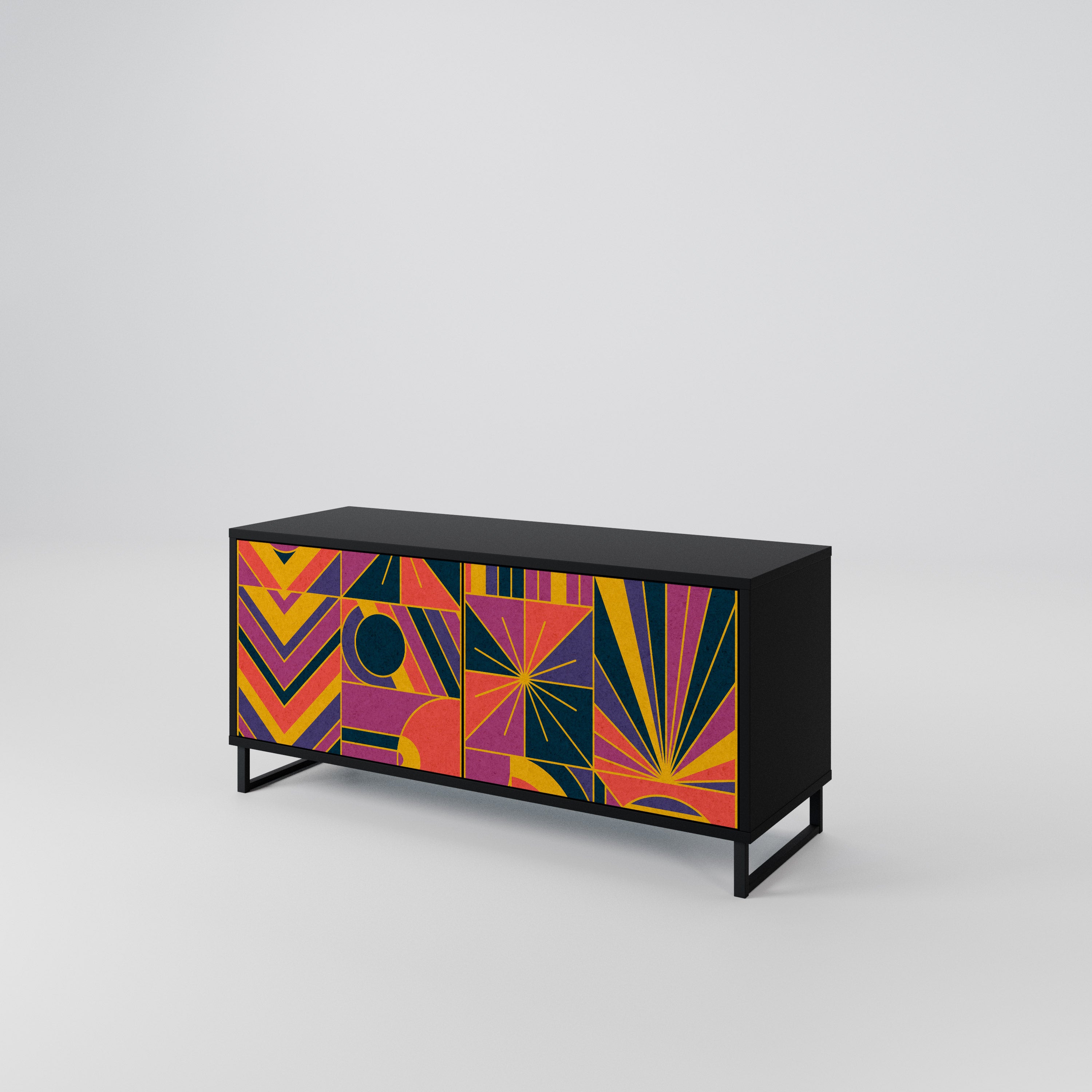ELECTRIC PATTERNS Compact 2-Door TV Cabinet