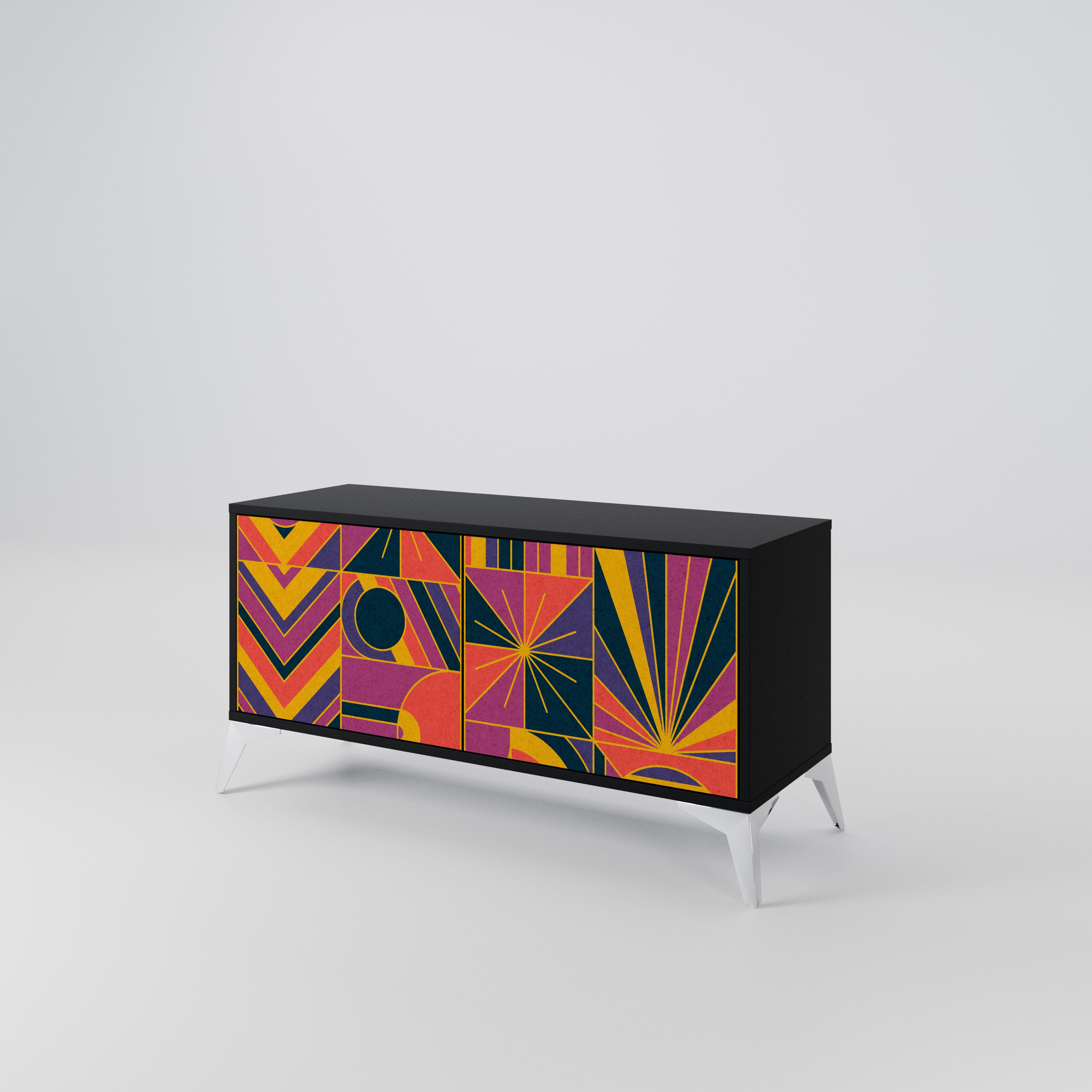 ELECTRIC PATTERNS Compact 2-Door TV Cabinet