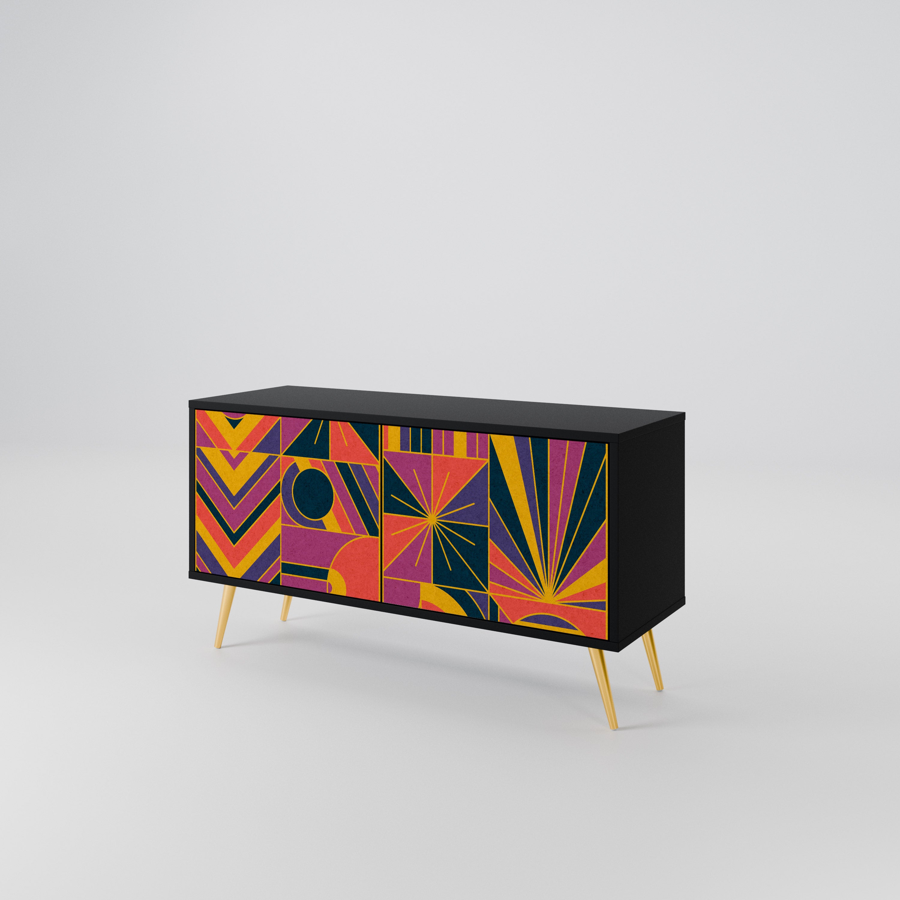 ELECTRIC PATTERNS Compact 2-Door TV Cabinet