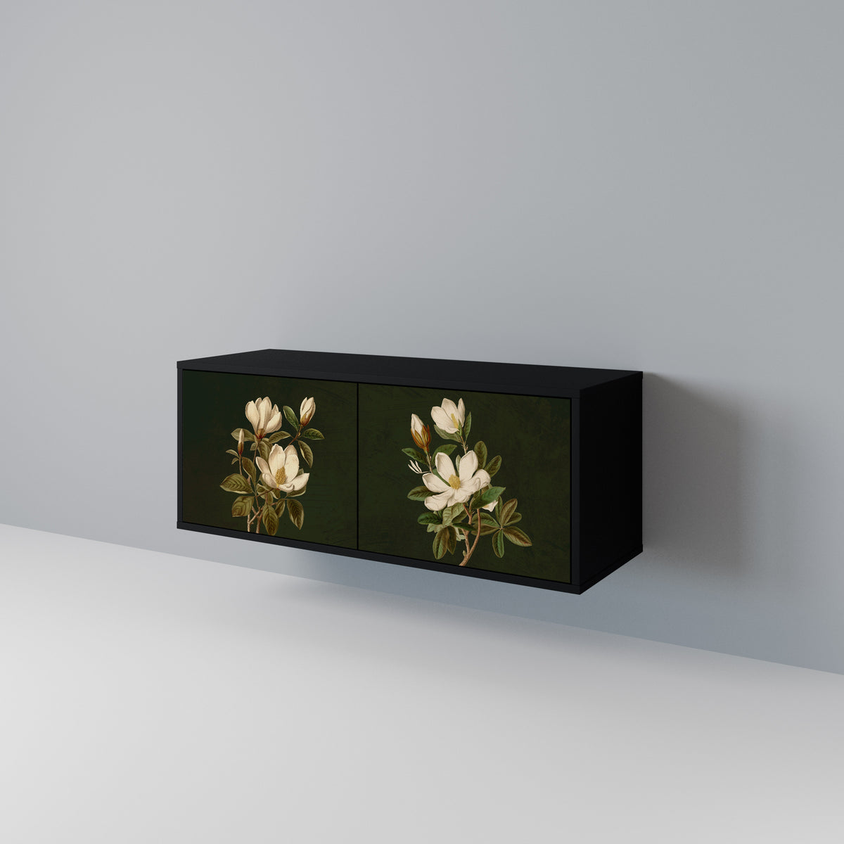 FLORAL NOIR Kompakt TV-bänk med 2 dörrar