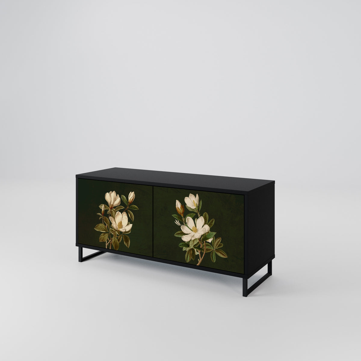 FLORAL NOIR Kompakt TV-bänk med 2 dörrar