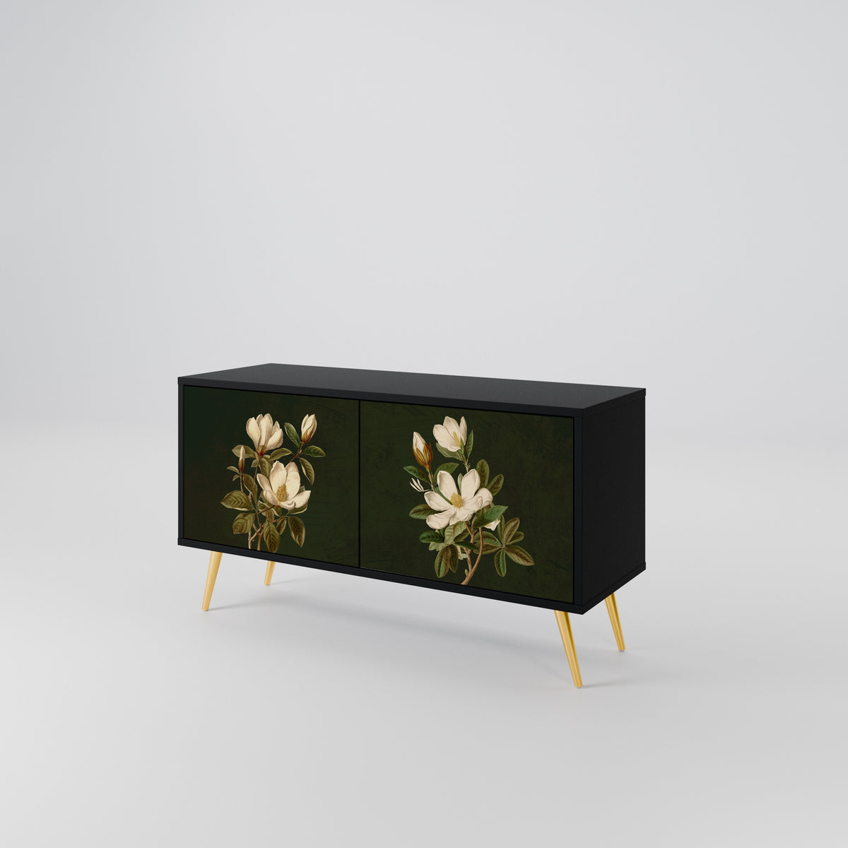 FLORAL NOIR Kompakt TV-bänk med 2 dörrar
