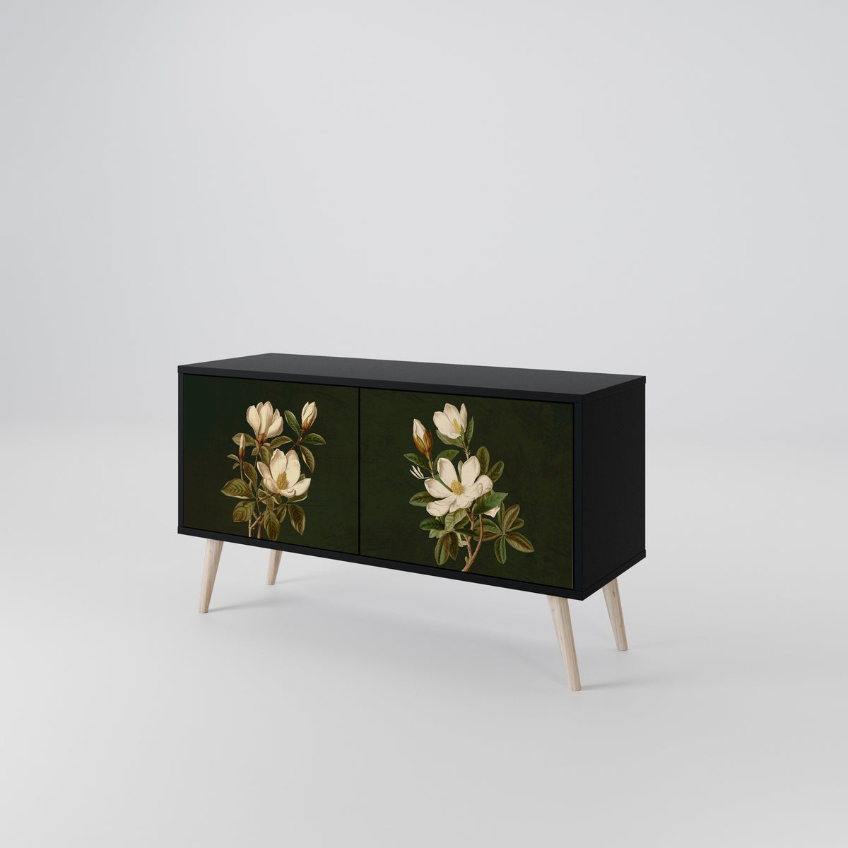 FLORAL NOIR Kompakt TV-bänk med 2 dörrar