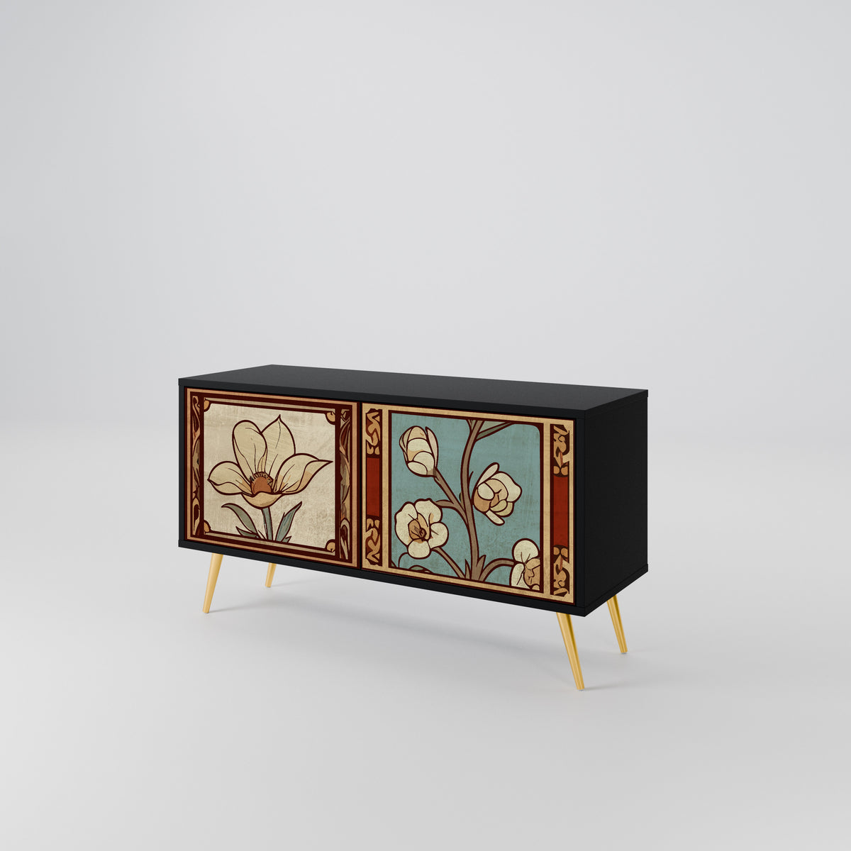 TIMELESS FLORA Kompakt TV-bänk med 2 dörrar