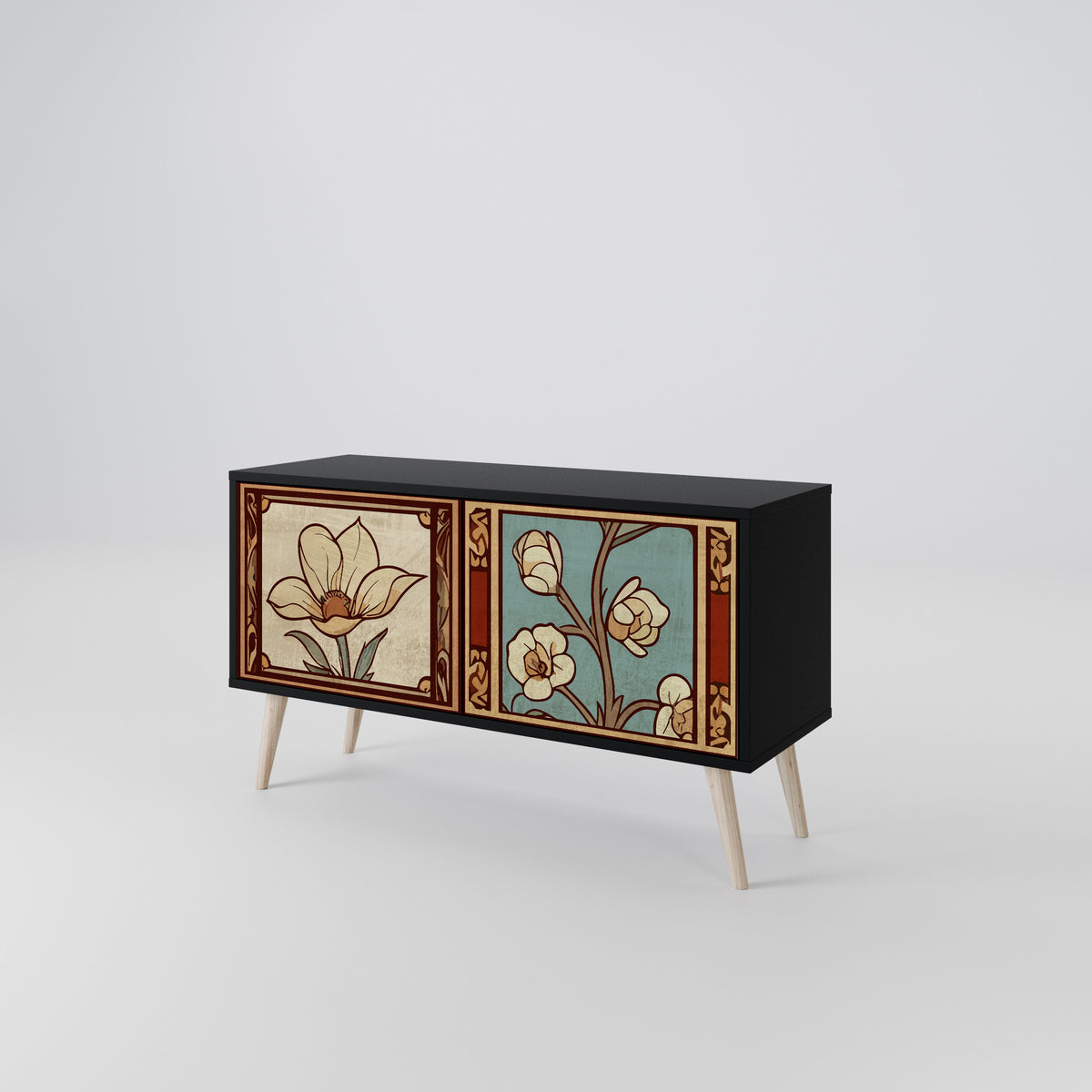 TIMELESS FLORA Kompakt TV-bänk med 2 dörrar