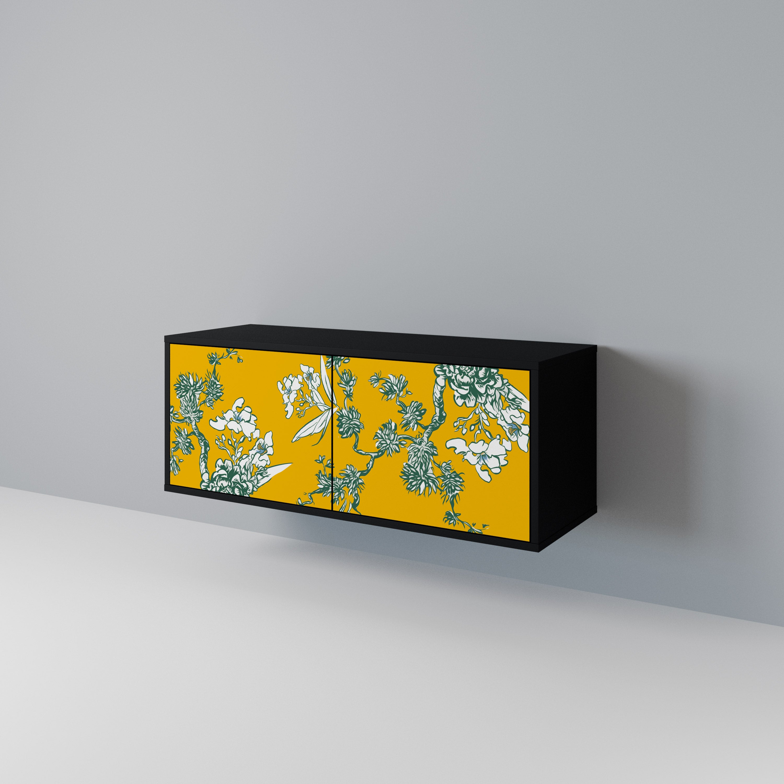 YELLOW CHINOISERIE Compact 2-Door TV Cabinet