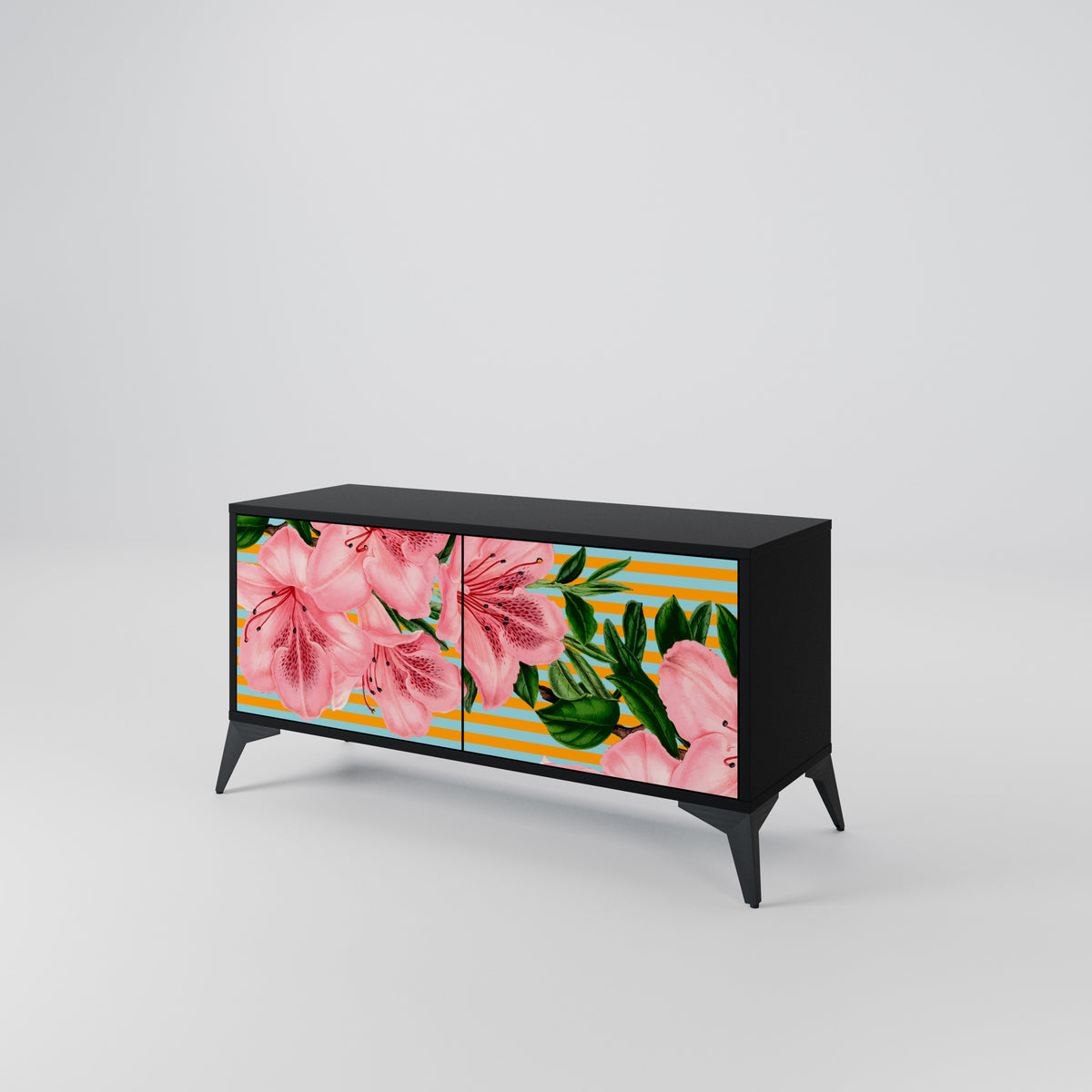 FRAGILE BEAUTY Kompakt TV-bänk med 2 dörrar