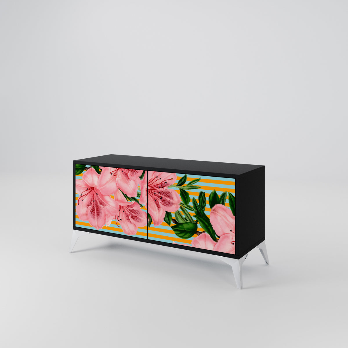 FRAGILE BEAUTY Kompakt TV-bänk med 2 dörrar