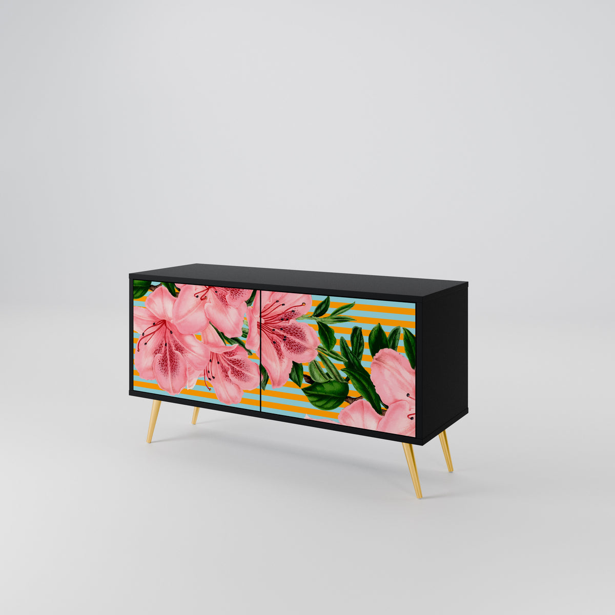 FRAGILE BEAUTY Kompakt TV-bänk med 2 dörrar