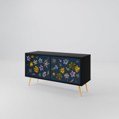 FLOWERS ON NAVY BLUE Kompakt TV-bänk med 2 dörrar