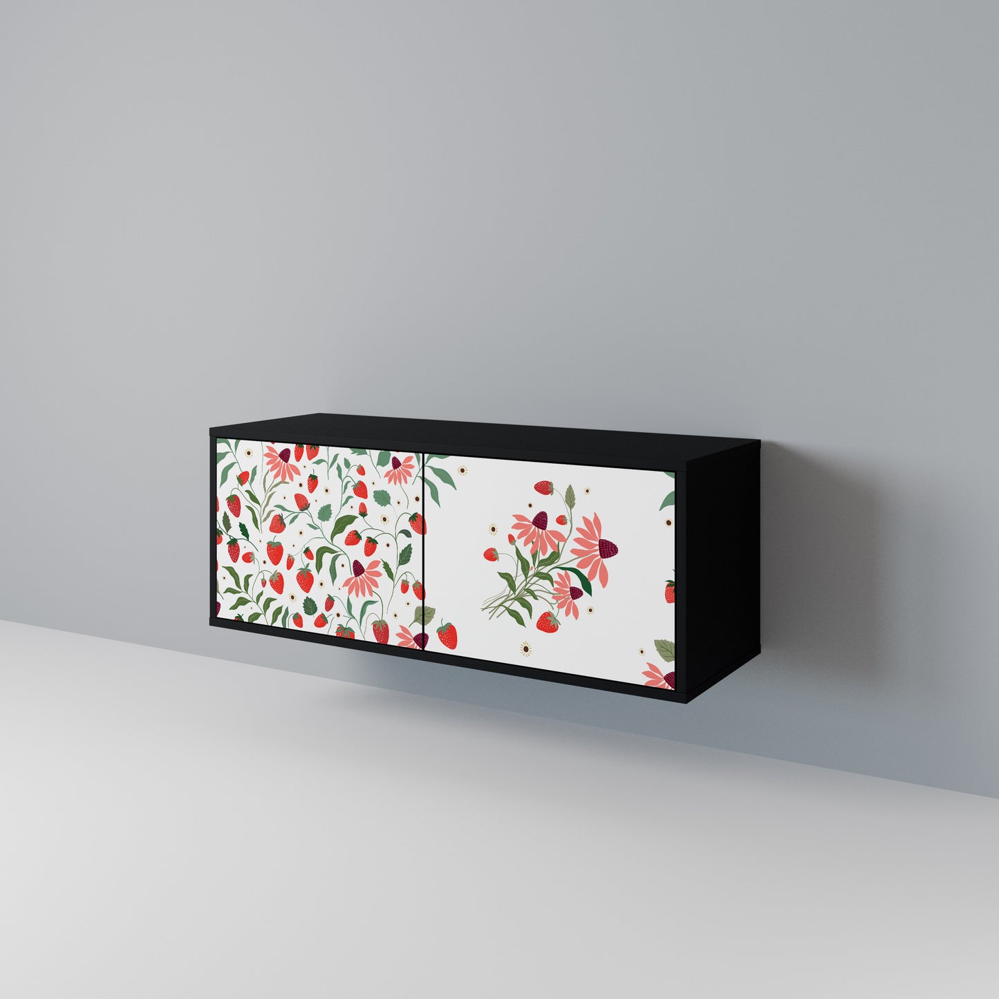 FLOWERS AND STRAWBERRIES Kompakt TV-bänk med 2 dörrar