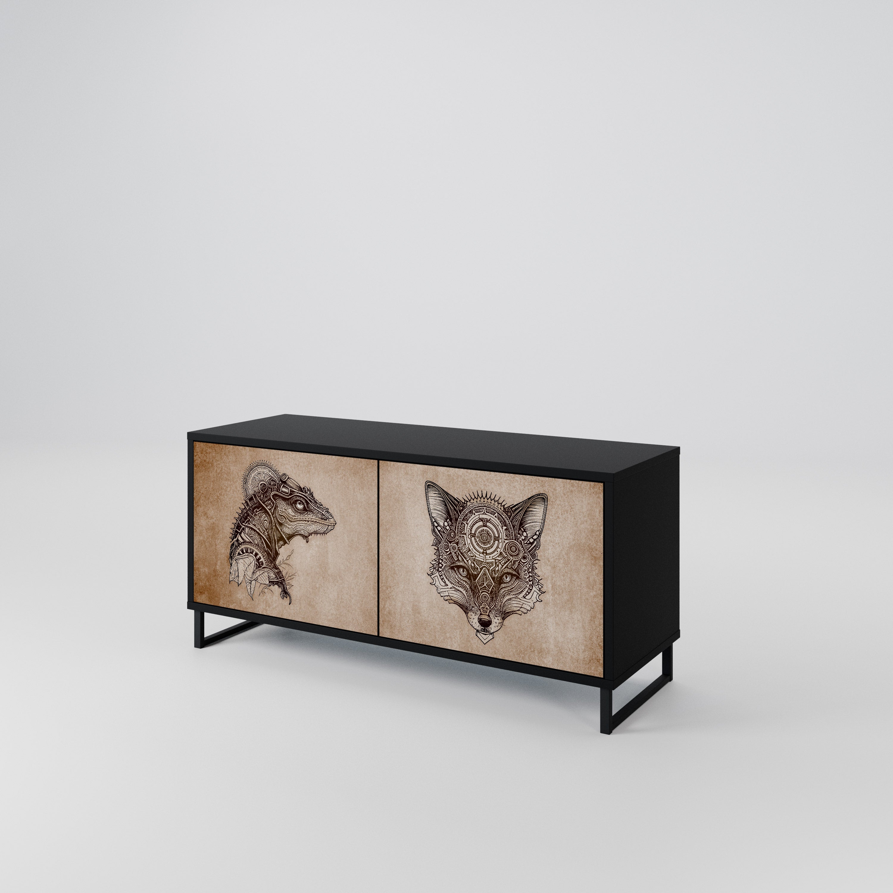 STEAMPUNK CLAN Kompakt TV-skåp med 2 dörrar