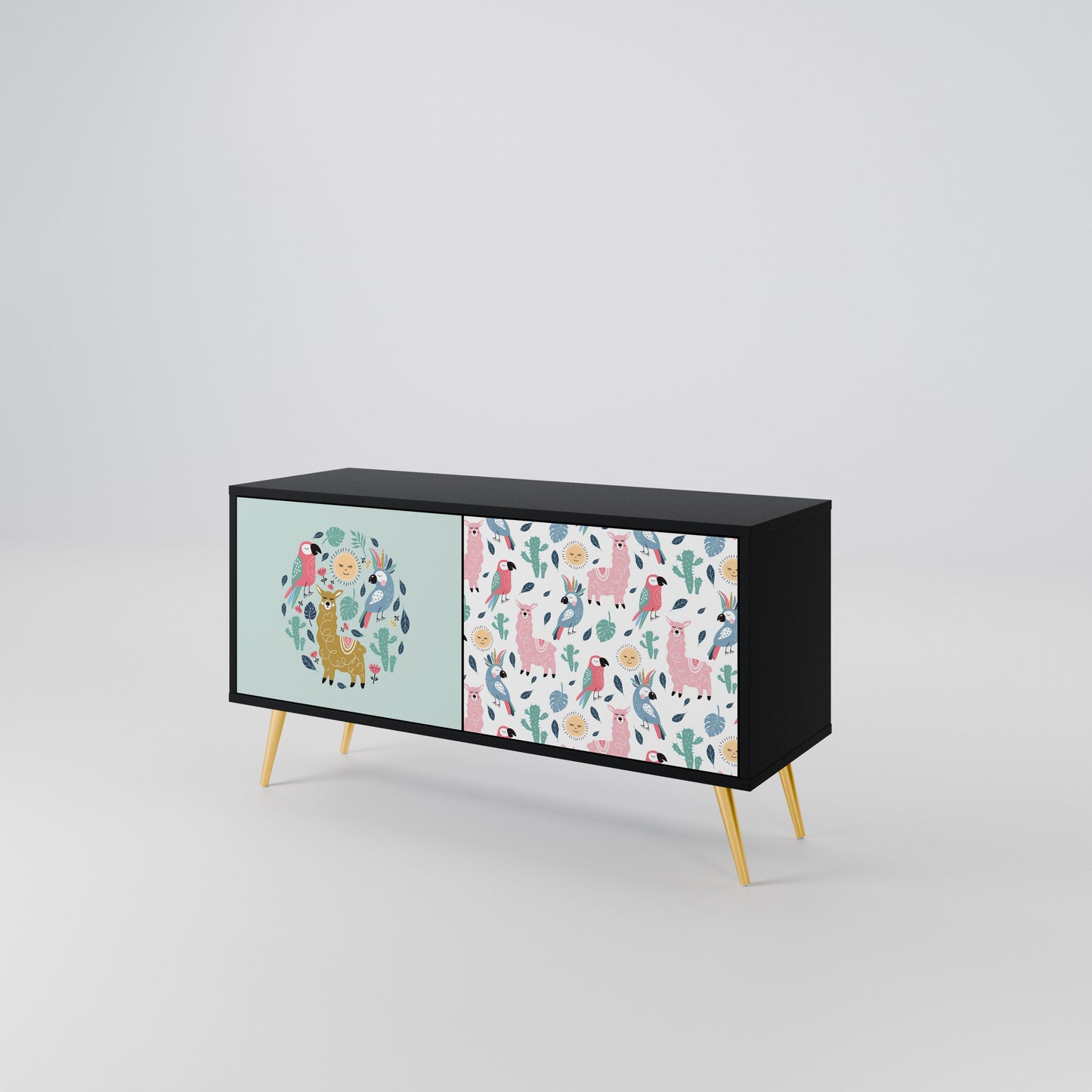 COLORFUL ALPACAS Kompakt TV-bänk med 2 dörrar
