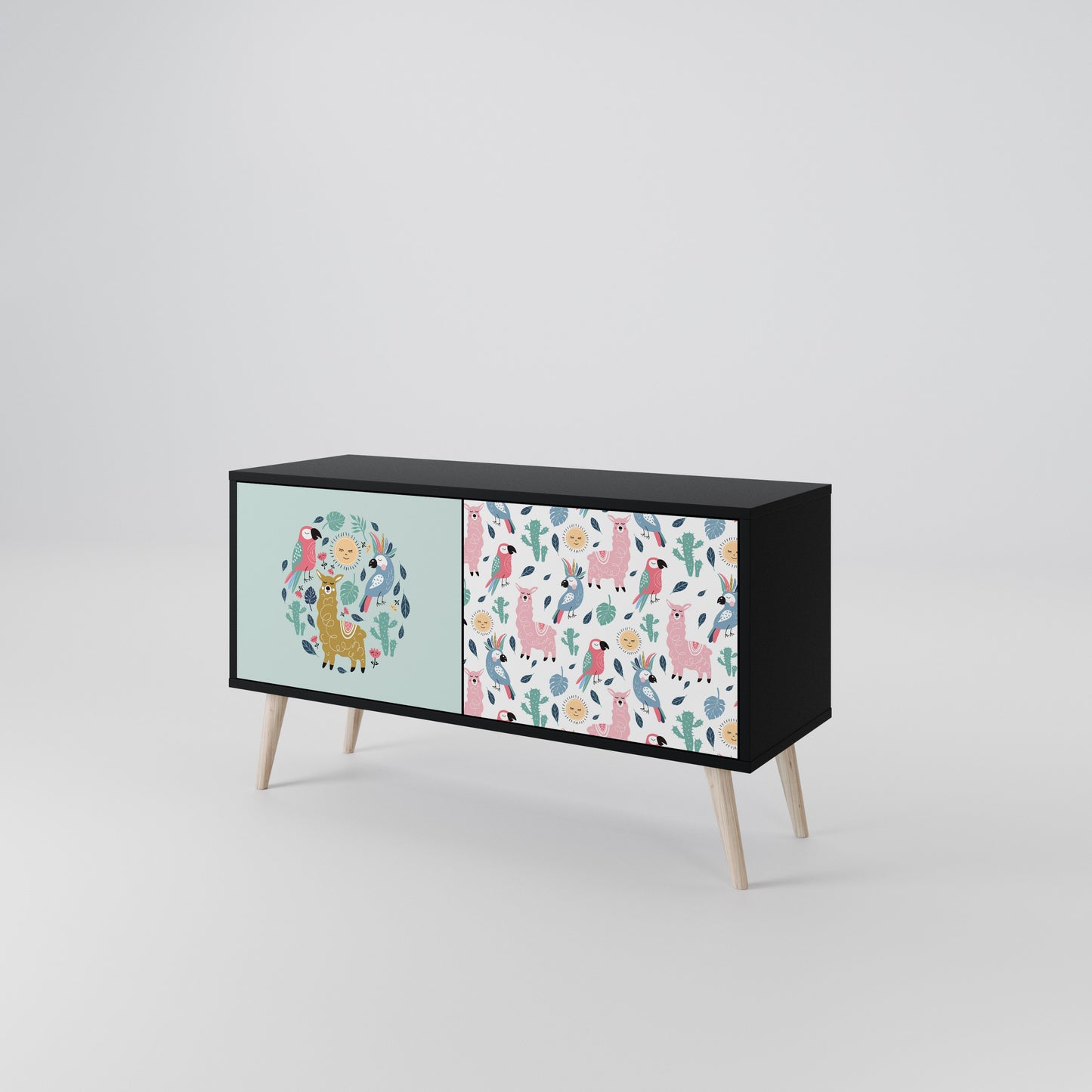 COLORFUL ALPACAS Kompakt TV-bänk med 2 dörrar