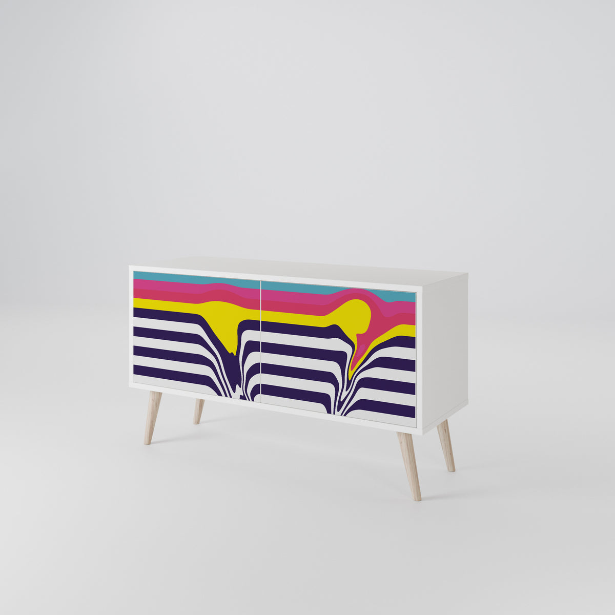 COLORFUL DIVERSION Kompakt TV-bänk med 2 dörrar