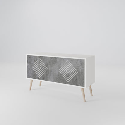 POLYGONAL ARTISTRY Kompakt TV-bänk med 2 dörrar