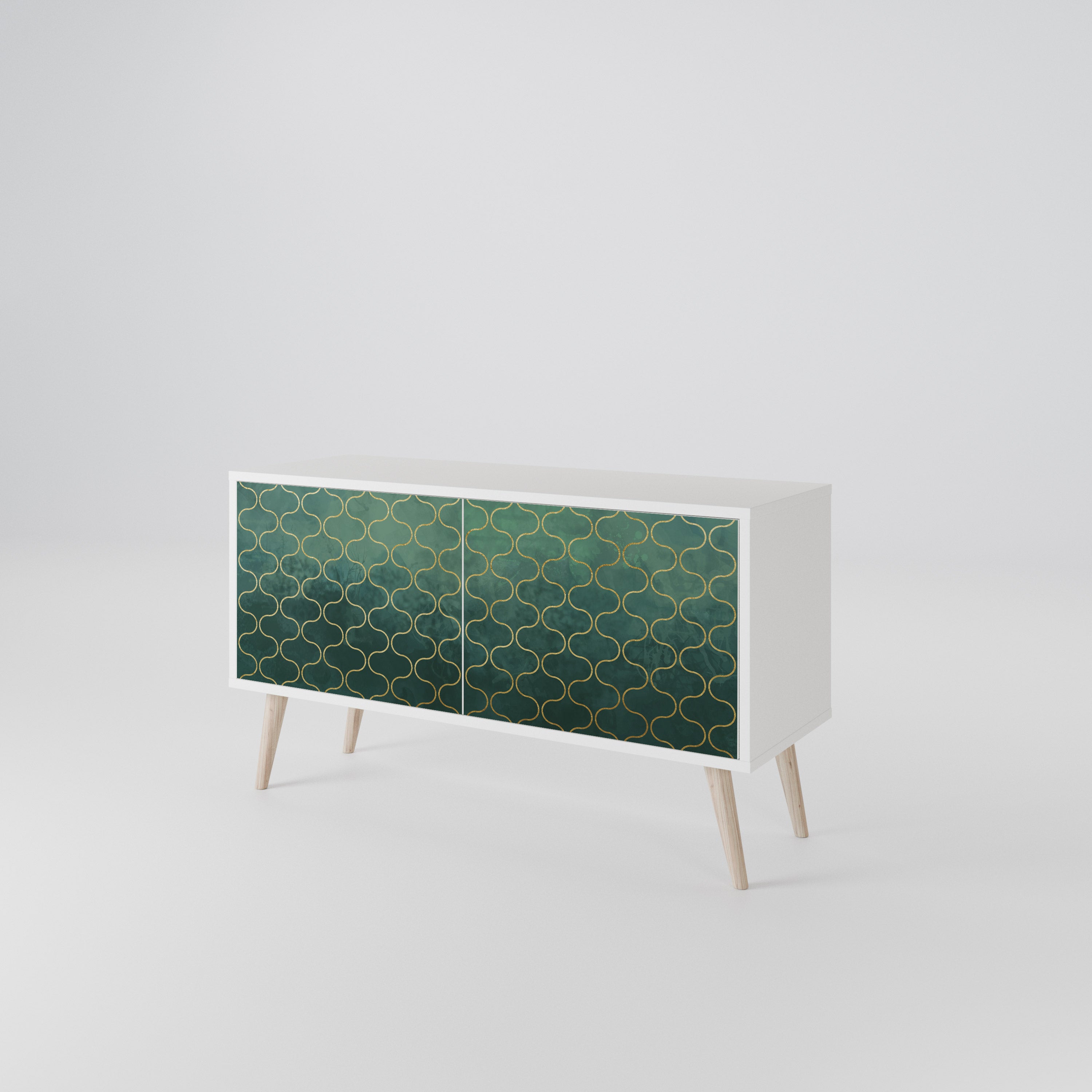 TESSELATED GREENERY Kompakt TV-bänk med 2 dörrar