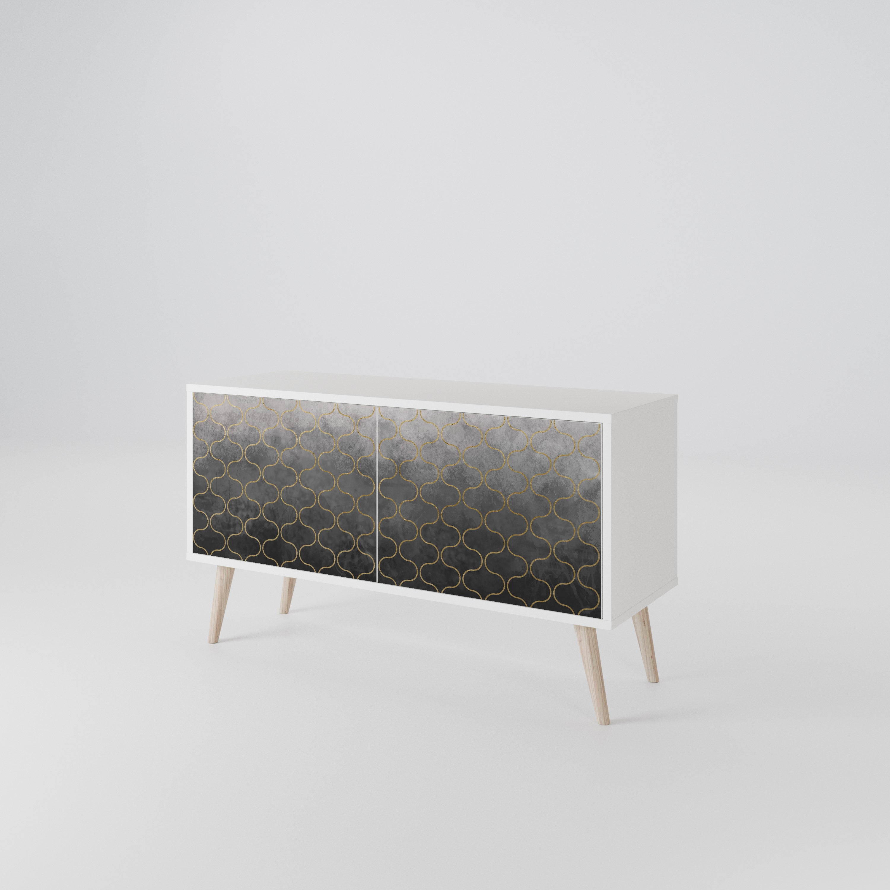TESSELATED GRAYISH Compact 2-Door TV Cabinet