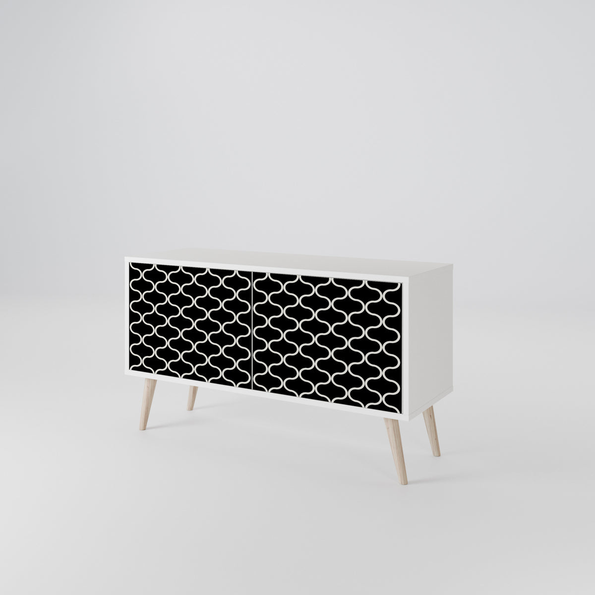 TESSELATED BLACKNESS Kompakt TV-bänk med 2 dörrar