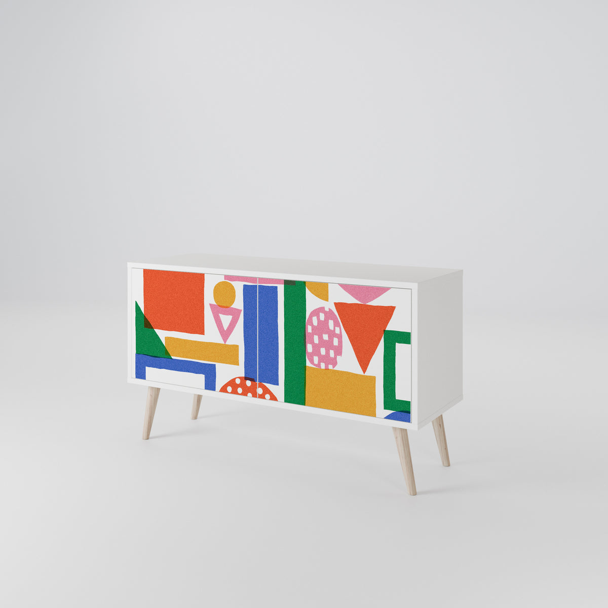 GEOMETRIC GLIMMER Kompakt TV-bänk med 2 dörrar