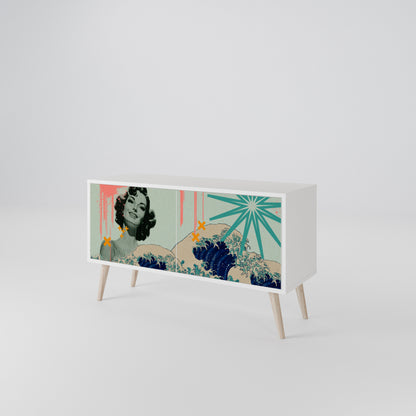 KANAGAWA BEAUTY Kompakt TV-bänk med 2 dörrar