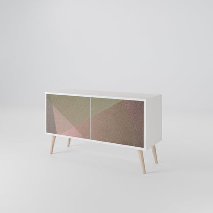 BEIGE GEOMETRY Kompakt TV-bänk med 2 dörrar