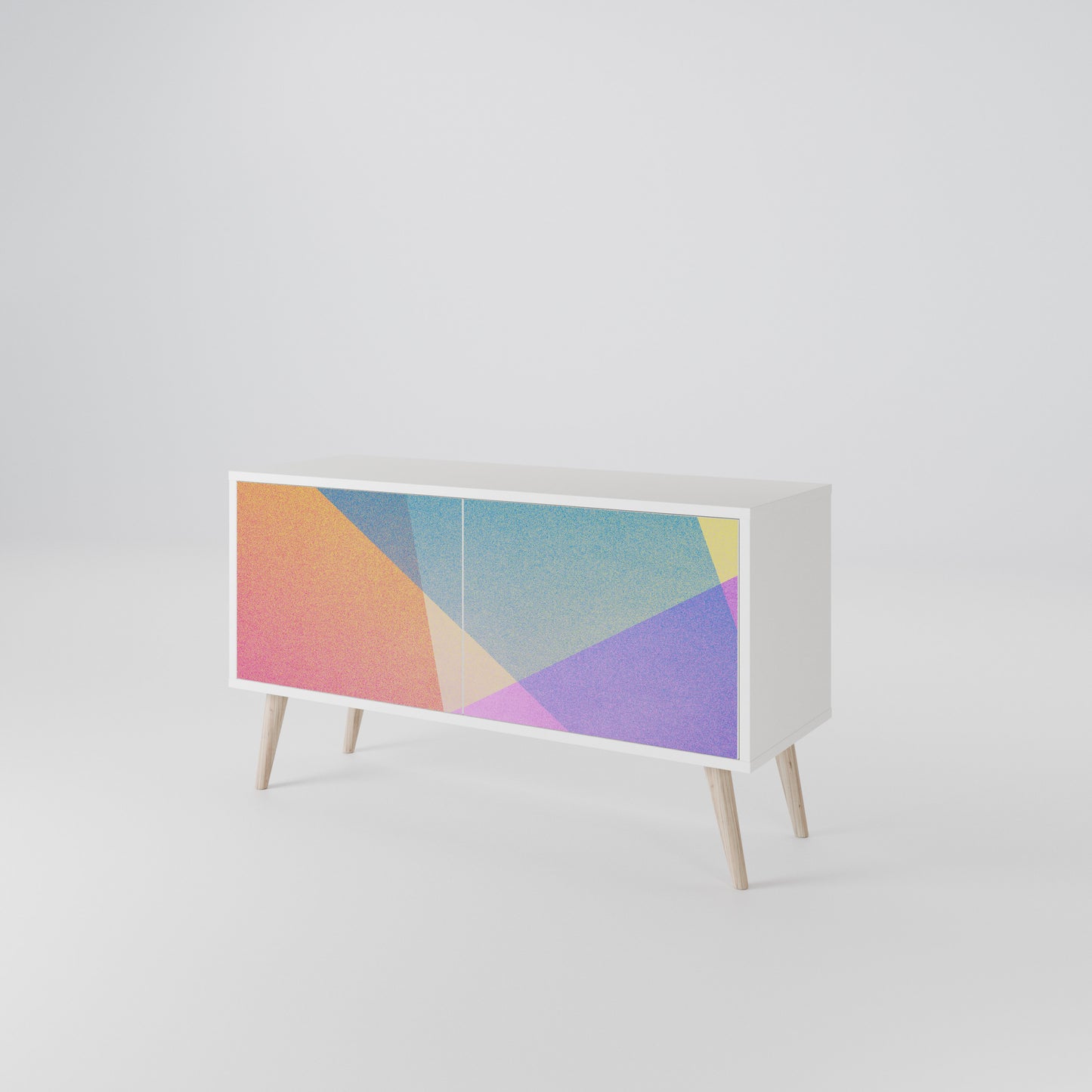 BRIGHT GEOMETRY Kompakt TV-bänk med 2 dörrar